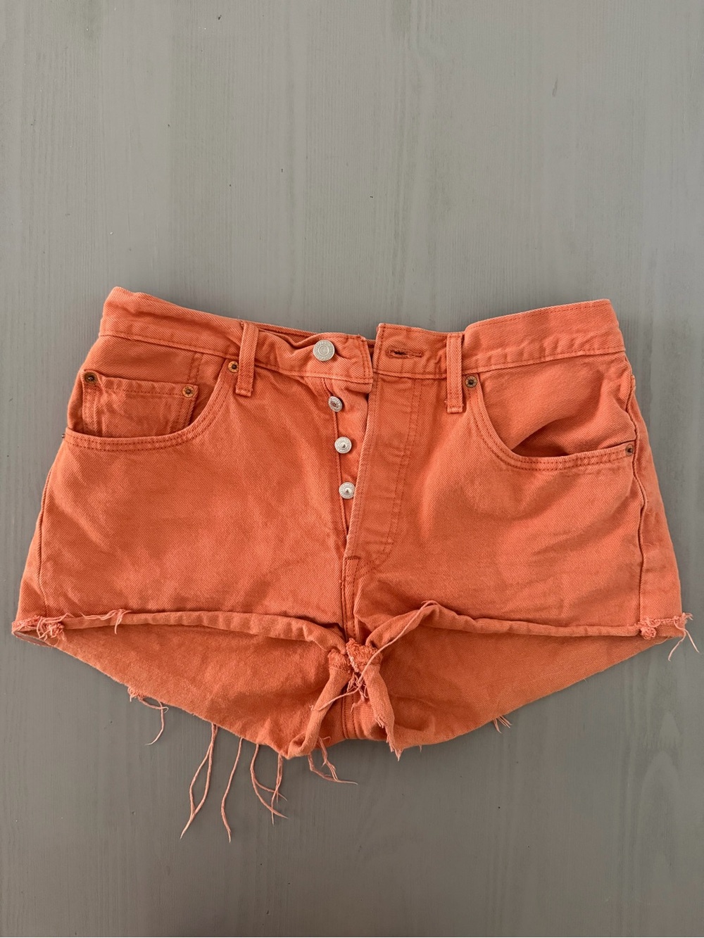 Levi's 501 Orange Denim Cutoff Shorts